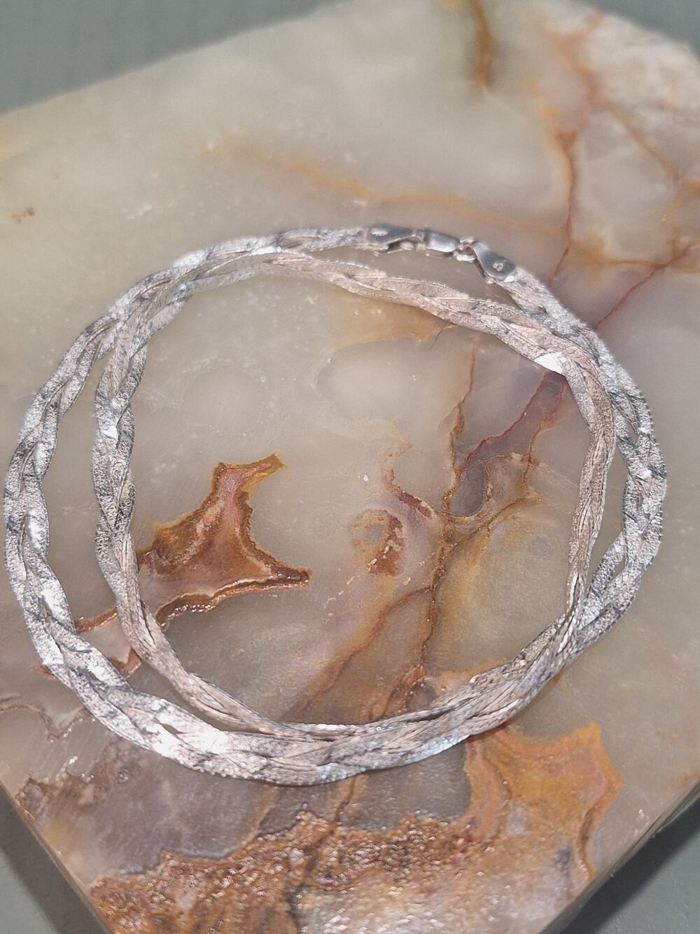 IBB Italy 925 Sterling Silver Twisted Textured Chain Necklace Vintage 17.5